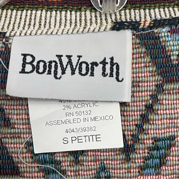 BonWorth Aztec print SW style button up jacket Small Petite tapestry vintage - Picture 2 of 9
